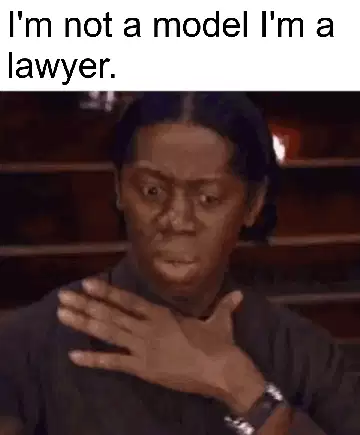 I'm not a model I'm a lawyer. meme