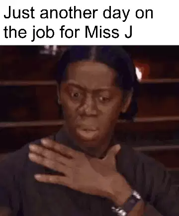 Just another day on the job for Miss J meme