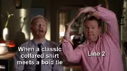When a classic collared shirt meets a bold tie meme