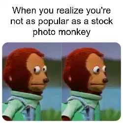 When you realize you're not as popular as a stock photo monkey meme