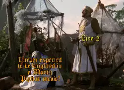 I never expected to be knighted in a Monty Python movie! meme
