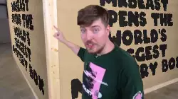 The moment when MrBeast opens the world's biggest mystery box meme
