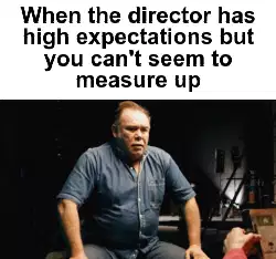 When the director has high expectations but you can't seem to measure up meme