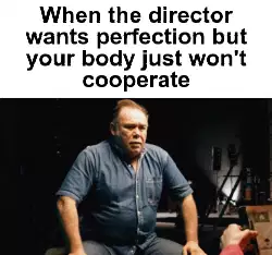 When the director wants perfection but your body just won't cooperate meme