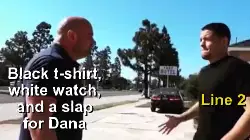 Black t-shirt, white watch, and a slap for Dana meme