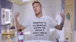 Neymar is so good at soccer he doesn't even need a shirt! meme