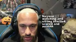 Neymar watching and sitting startled, scared and aaahhh meme