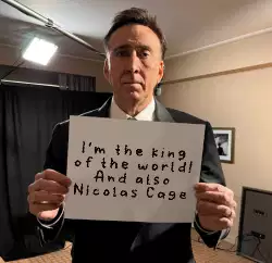 I'm the king of the world! And also Nicolas Cage meme