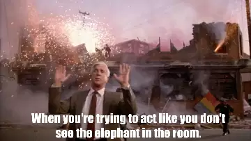 When you're trying to act like you don't see the elephant in the room. meme