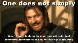 When you're looking for a serious attitude, just remember Boromir from The Fellowship of the Ring meme