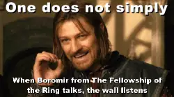 When Boromir from The Fellowship of the Ring talks, the wall listens meme