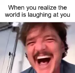 When you realize the world is laughing at you meme