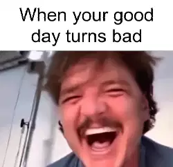 When your good day turns bad meme
