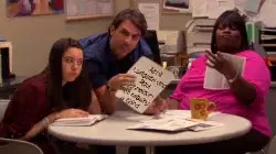 April Ludgate and Paul Schneider: Not missing a thing meme