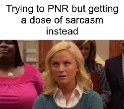 Trying to PNR but getting a dose of sarcasm instead meme