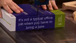 It's not a typical office job when you have to bring a saw meme