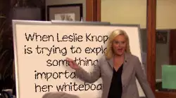 When Leslie Knope is trying to explain something important with her whiteboard meme