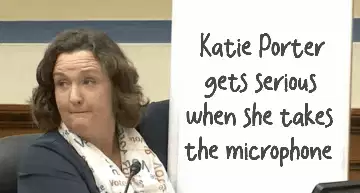 Katie Porter gets serious when she takes the microphone meme