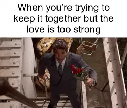 When you're trying to keep it together but the love is too strong meme