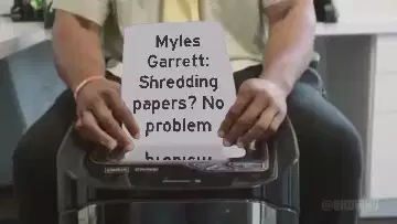 Myles Garrett: Shredding papers? No problem meme