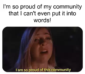 I'm so proud of my community that I can't even put it into words! meme