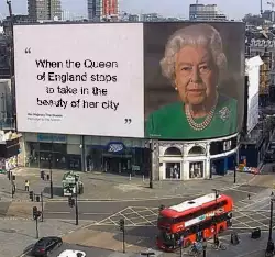 When the Queen of England stops to take in the beauty of her city meme