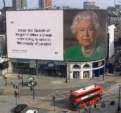 When the Queen of England takes a break from ruling to take in the beauty of London meme
