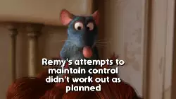 Remy's attempts to maintain control didn't work out as planned meme
