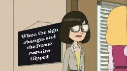When the sign changes and the frame remains flipped meme