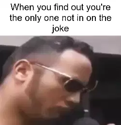 When you find out you're the only one not in on the joke meme