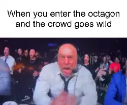 When you enter the octagon and the crowd goes wild meme