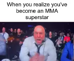When you realize you've become an MMA superstar meme