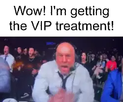 Wow! I'm getting the VIP treatment! meme