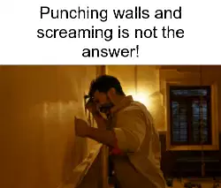 Punching walls and screaming is not the answer! meme