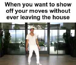 When you want to show off your moves without ever leaving the house meme
