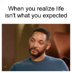When you realize life isn't what you expected meme