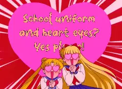 School uniform and heart eyes? Yes please! meme