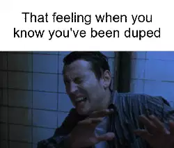 That feeling when you know you've been duped meme