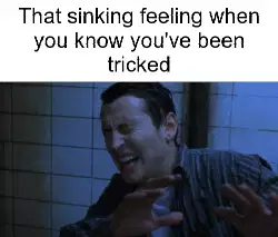 That sinking feeling when you know you've been tricked meme