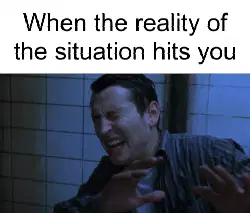 When the reality of the situation hits you meme