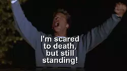 I'm scared to death, but still standing! meme