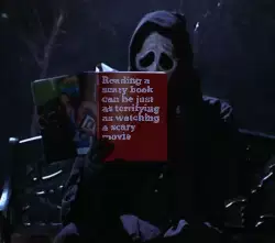 Reading a scary book can be just as terrifying as watching a scary movie meme