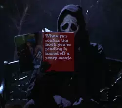 When you realize the book you're reading is based off a scary movie meme