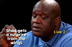 Shaq gets a surprise from the wings meme