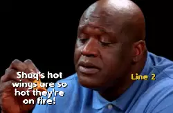 Shaq's hot wings are so hot they're on fire! meme