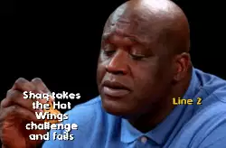 Shaq takes the Hot Wings challenge and fails meme