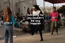 Jumping for joy couldn't be any happier meme