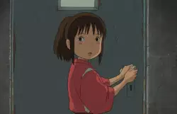 Chihiro opening a door to a new adventure meme