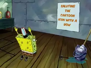 Saluting the cartoon icon with a bow meme