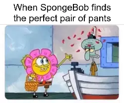 When SpongeBob finds the perfect pair of pants meme